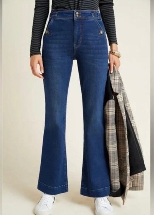 Pilcro and The Letterpress Denim - Anthropologie Pilcro and the Letterpress High Rise Trouser Bootcut jeans,size 28